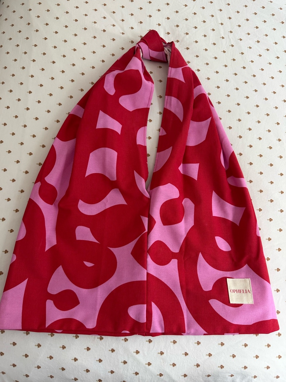 Pink & Red Patterned Women's Wrap Fabric Tote